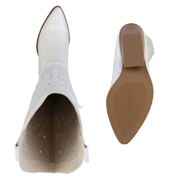 Stiefelparadies Damen Cowboystiefel In Weiss