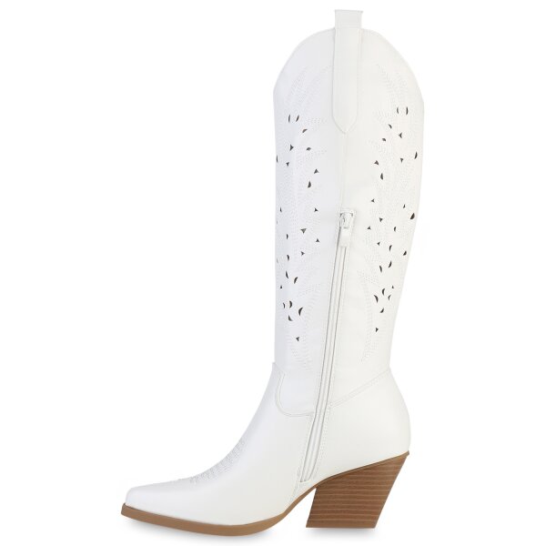 Stiefelparadies Damen Cowboystiefel in Weiss