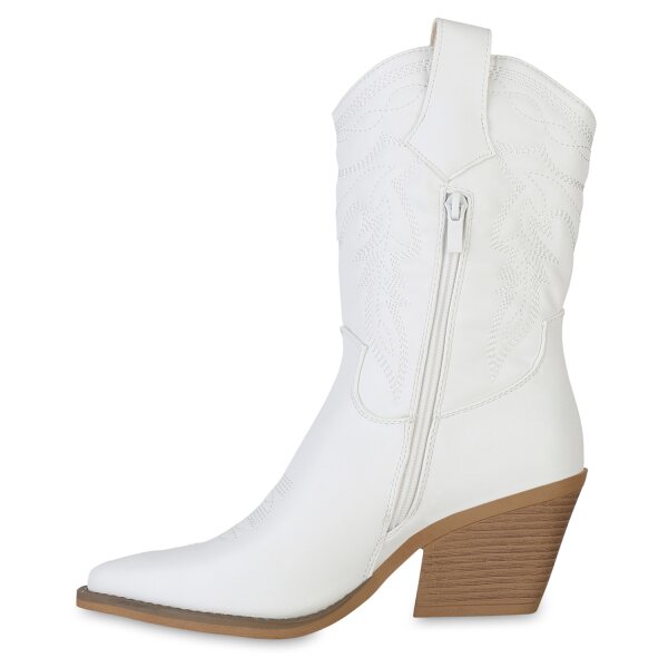 Stiefelparadies Damen Cowboystiefel in Weiss