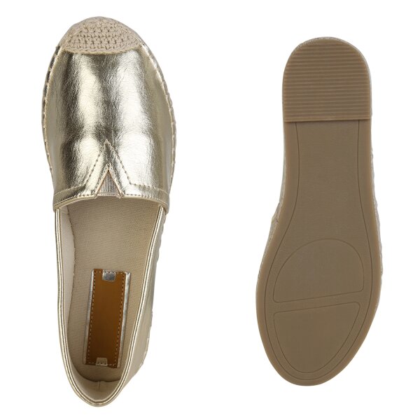 Stiefelparadies Damen Espadrilles In Gold