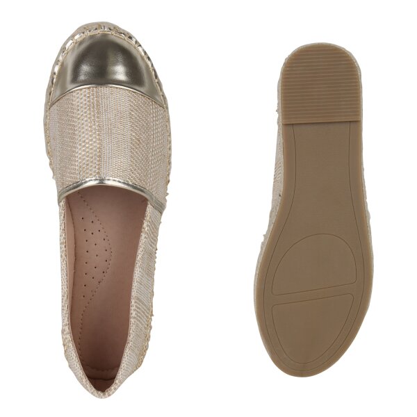 Stiefelparadies Damen Espadrilles In Gold