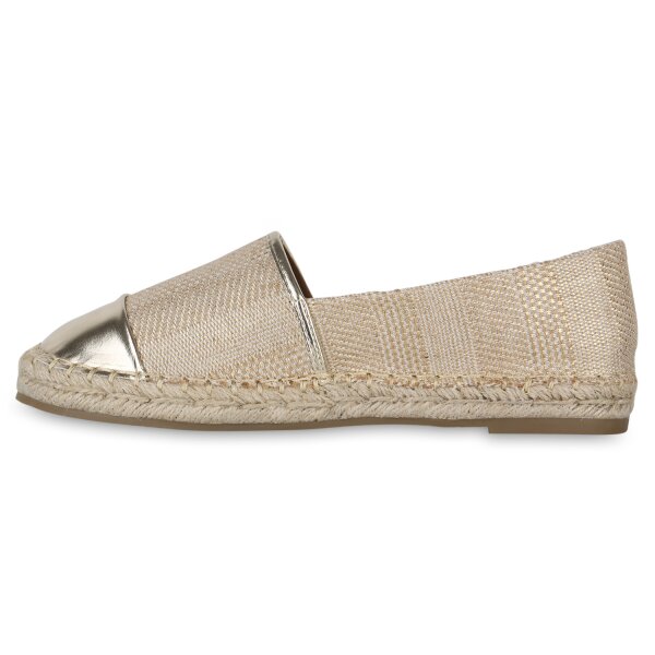 Stiefelparadies Damen Espadrilles in Gold