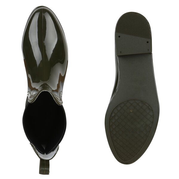 Stiefelparadies Damen Gummistiefeletten In Schwarz