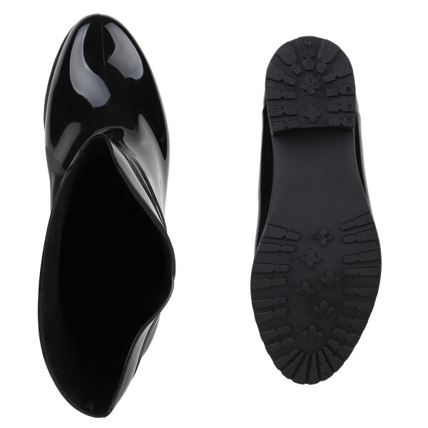 Stiefelparadies Damen Gummistiefeletten In Schwarz