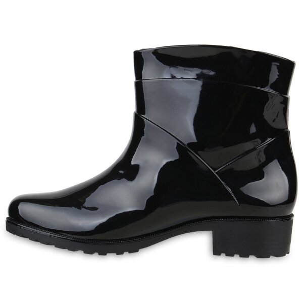 Stiefelparadies Damen Gummistiefeletten in Schwarz