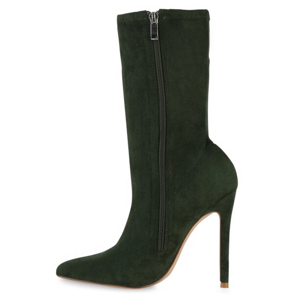 Stiefelparadies Damen High Heels in Dunkelgrün