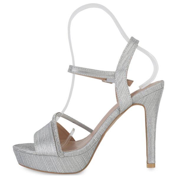 Stiefelparadies Damen High Heels in Silber