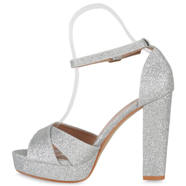 Stiefelparadies Damen High Heels in Silber