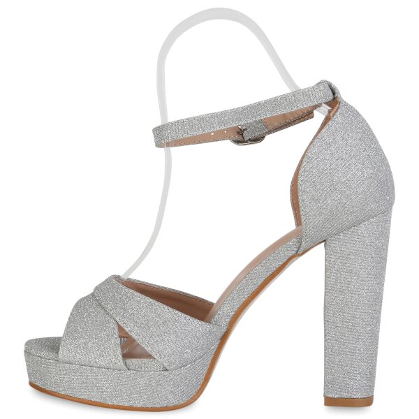 Stiefelparadies Damen High Heels in Silber