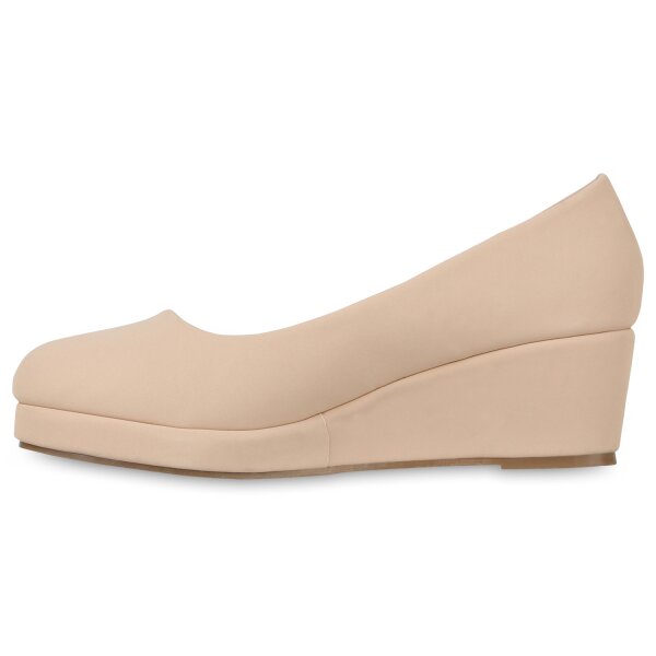 Stiefelparadies Damen Keilpumps in Nude
