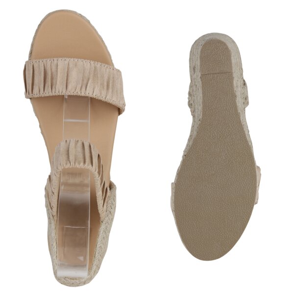 Stiefelparadies Damen Keilsandaletten In Beige