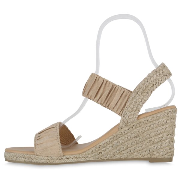 Stiefelparadies Damen Keilsandaletten in Beige