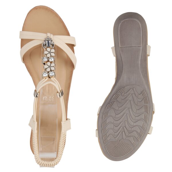 Stiefelparadies Damen Keilsandaletten In Beige