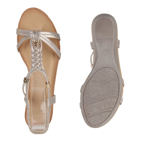 Stiefelparadies Damen Keilsandaletten In Gold