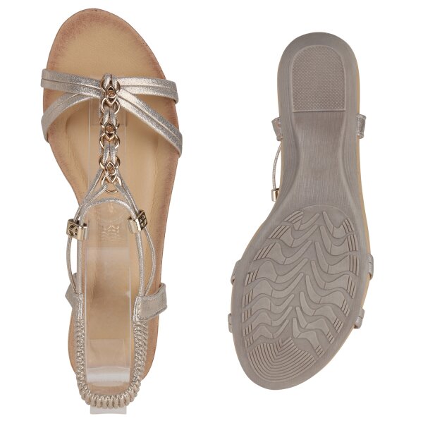 Stiefelparadies Damen Keilsandaletten In Gold