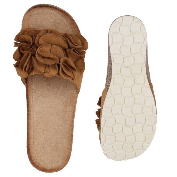 Stiefelparadies Damen Keilsandaletten In Hellbraun