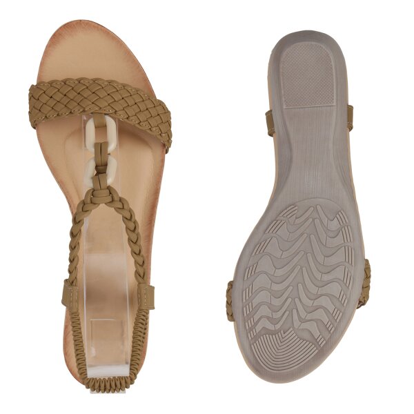 Stiefelparadies Damen Keilsandaletten In Khaki