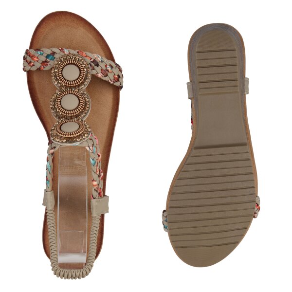 Stiefelparadies Damen Keilsandaletten In Khaki