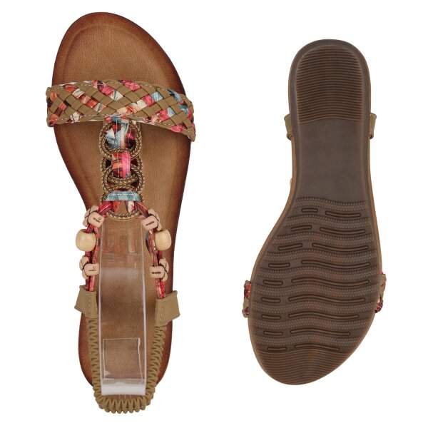 Stiefelparadies Damen Keilsandaletten In Khaki