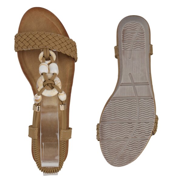 Stiefelparadies Damen Keilsandaletten In Khaki