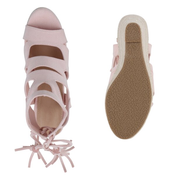 Stiefelparadies Damen Keilsandaletten In Rosa