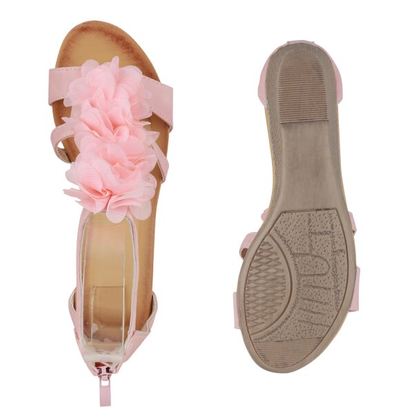 Stiefelparadies Damen Keilsandaletten In Rosa