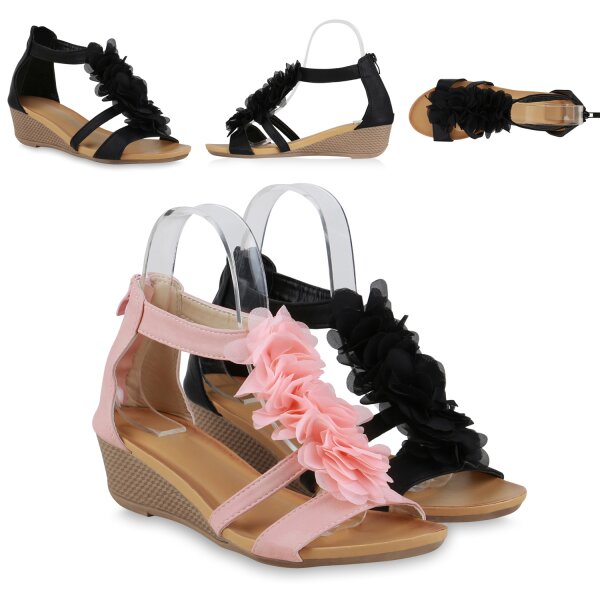 Stiefelparadies Damen Keilsandaletten In Rosa