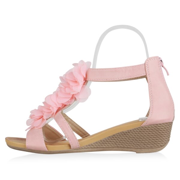 Stiefelparadies Damen Keilsandaletten in Rosa