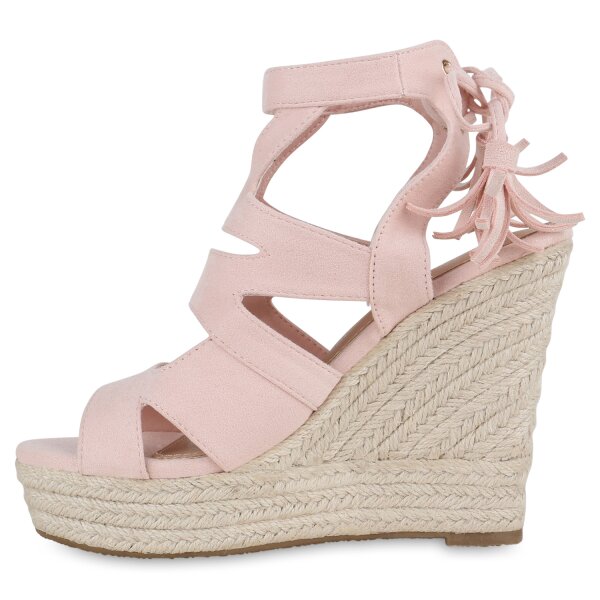 Stiefelparadies Damen Keilsandaletten in Rosa