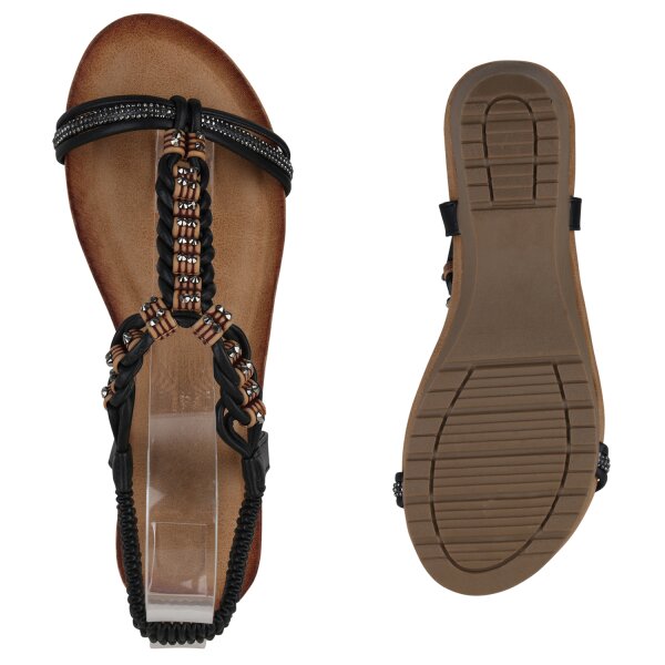 Stiefelparadies Damen Keilsandaletten In Schwarz