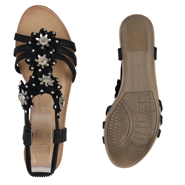 Stiefelparadies Damen Keilsandaletten In Schwarz