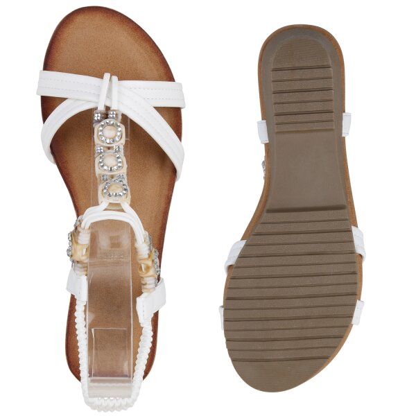 Stiefelparadies Damen Keilsandaletten In Weiss