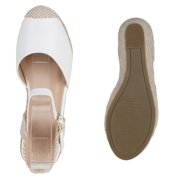 Stiefelparadies Damen Keilsandaletten In Weiss