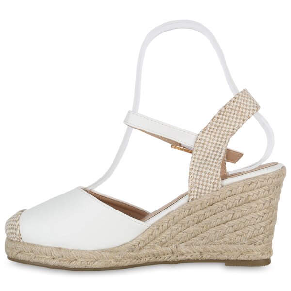 Stiefelparadies Damen Keilsandaletten in Weiss