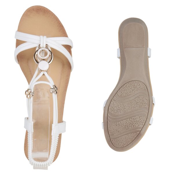 Stiefelparadies Damen Keilsandaletten In Weiss