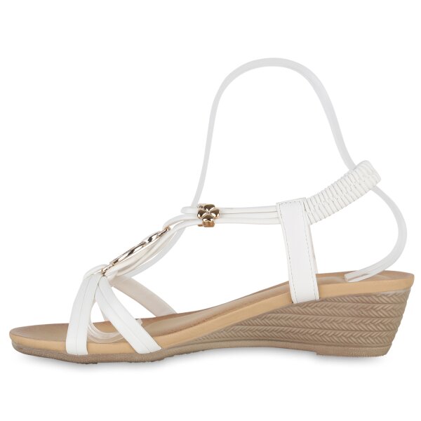 Stiefelparadies Damen Keilsandaletten in Weiss
