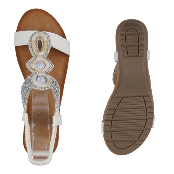 Stiefelparadies Damen Keilsandaletten In Weiss