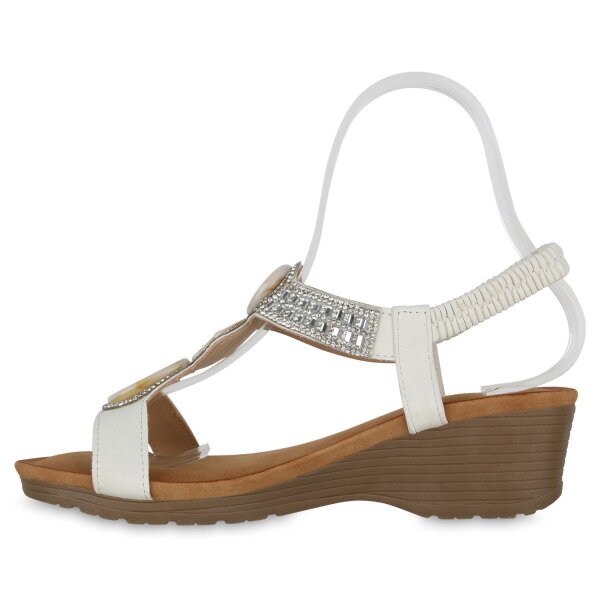 Stiefelparadies Damen Keilsandaletten in Weiss