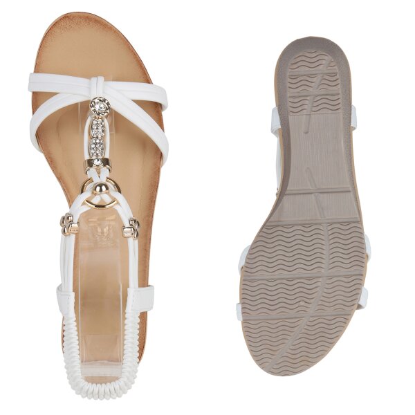 Stiefelparadies Damen Keilsandaletten In Weiss