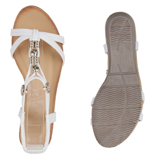 Stiefelparadies Damen Keilsandaletten In Weiss