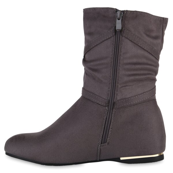 Stiefelparadies Damen Keilstiefeletten in Grau