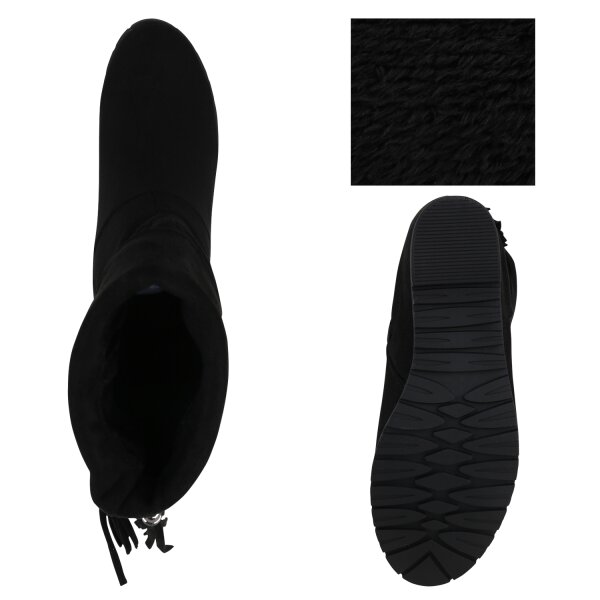 Stiefelparadies Damen Keilstiefeletten In Schwarz