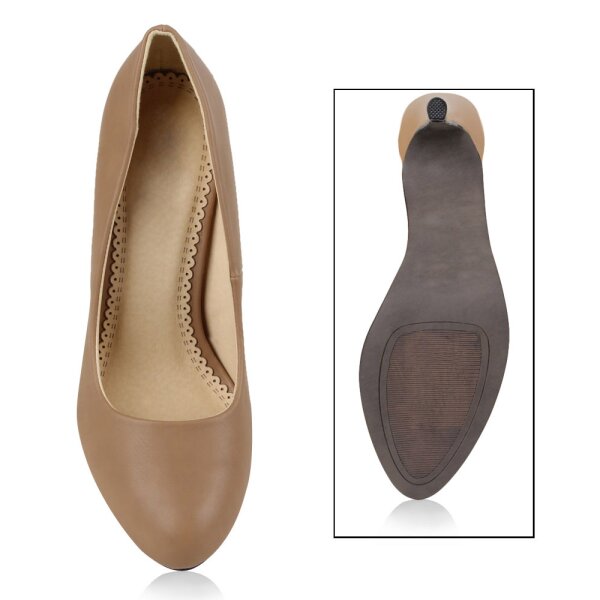 Stiefelparadies Damen Klassische Pumps In Khaki