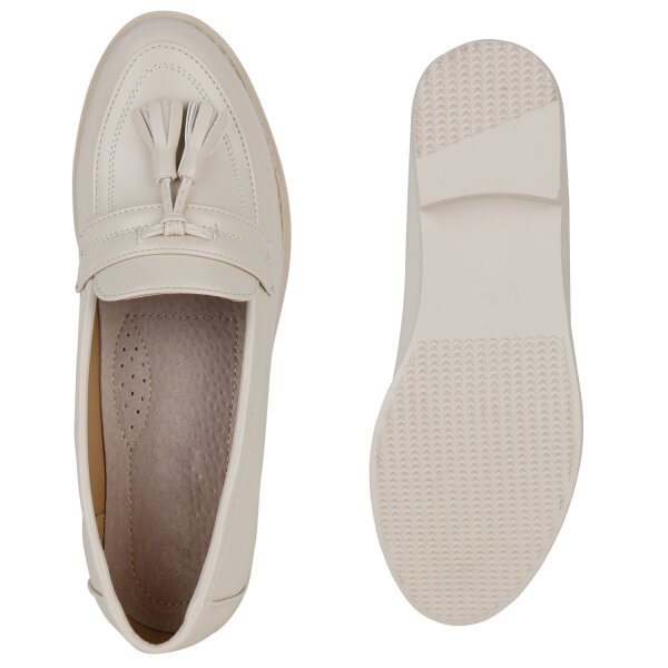 Stiefelparadies Damen Klassische Slippers In Beige
