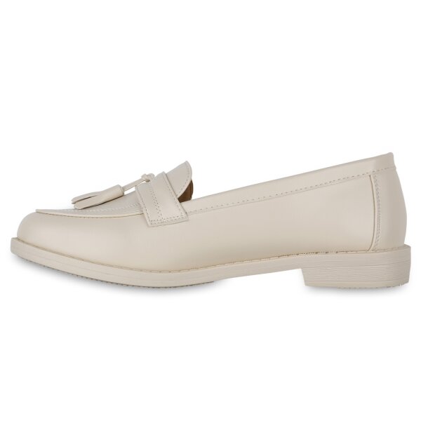 Stiefelparadies Damen Klassische Slippers in Beige