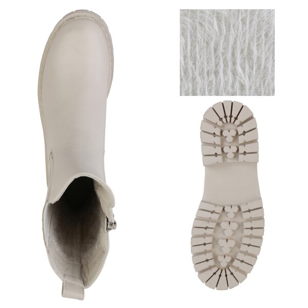 Stiefelparadies Damen Klassische Stiefel In Beige