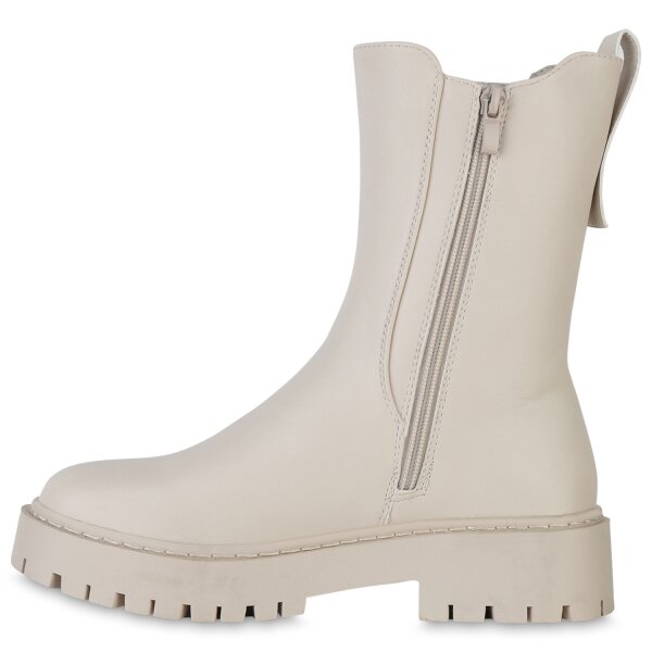 Stiefelparadies Damen Klassische Stiefel in Beige