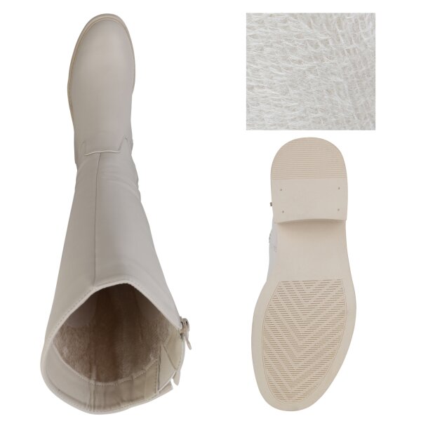 Stiefelparadies Damen Klassische Stiefel In Beige