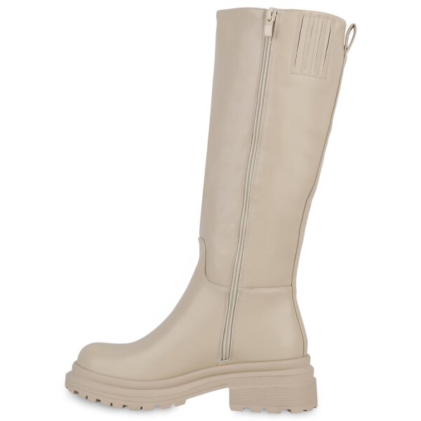 Stiefelparadies Damen Klassische Stiefel in Beige