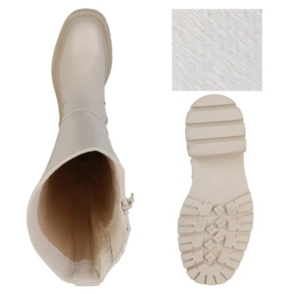 Stiefelparadies Damen Klassische Stiefel In Beige